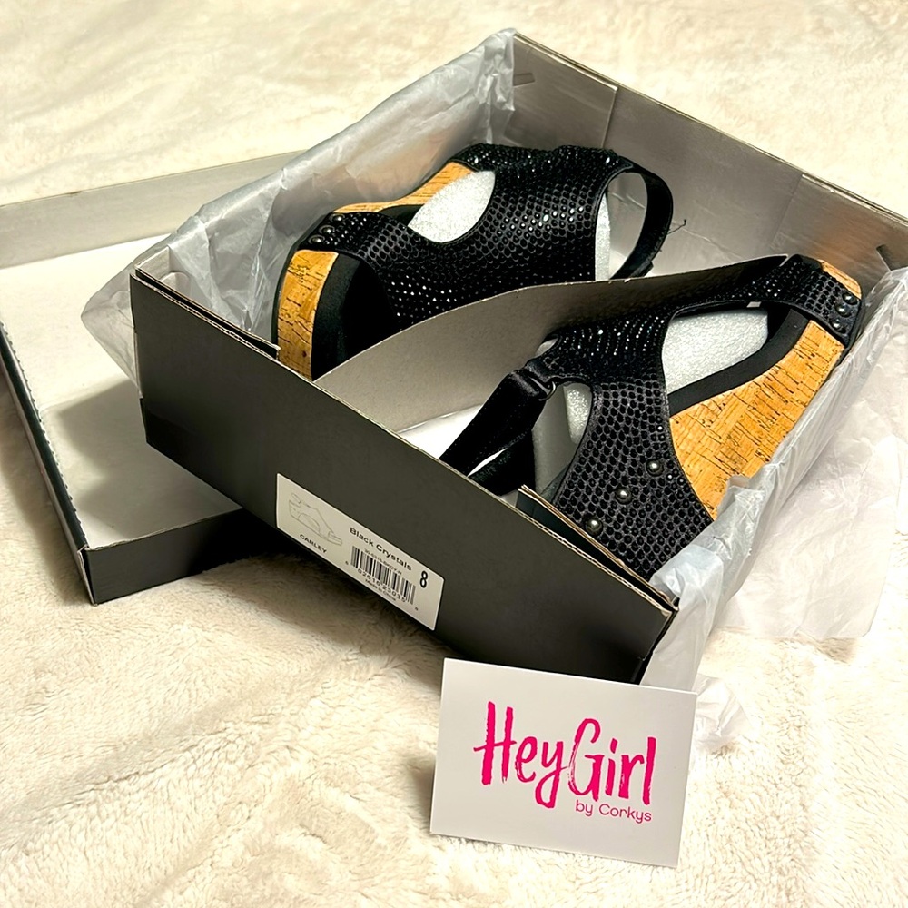 Hey Girl by Corkys Black Crystals straps sandals